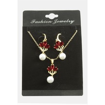 Çiçek İnci Zirkon Taşlı Set Kolye 11 62265273