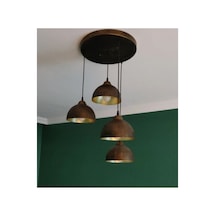 Eskitme Fırçalı Metal Sarkıt Rustik Vintage Dört Avize Salon Avize Siyah