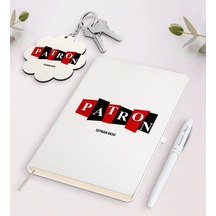 Kişiye Özel Patron Tasarımlı Beyaz Defter Kalem Ve Anahtarlık Hed N11.14238
