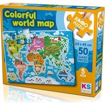Ks Games 50 Parça Jumbo Puzzle Colorful World Map