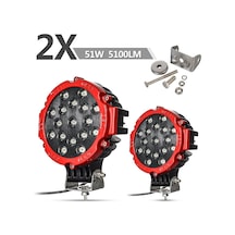 2 Adet 17 Led Kırmızı Off Road Çalışma Lambası Beyaz Işık 18Cm