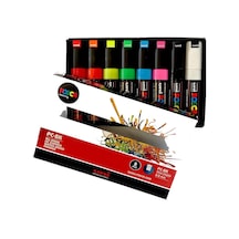 Uni Posca Pc-8K Su Bazlı Boyama Markörü Seti Floresan 8 Renk