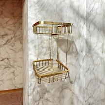 İsaoğlu Yapı Mat Gold Şampuanlık Banyo Askılık Paslanmaz Mat Gold Köşelik Gold