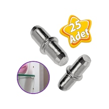 Metal Halkalı Raf Pimi Cam Ahşap Metal Raf Tutucu Çivisi Mobilya Dolap Pimi 25 Adet