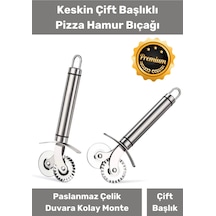 Çift Başlıklı Hamur Ruleti Pizza Kesme Aparatı Mantı Kesme Bıçağı