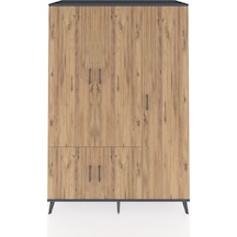 Kronos Dolap 7 Raflı 5 Kapaklı Tek Askılı 132x59x195 Antrasit-çam/aytaşı Atlas Çam/aytası