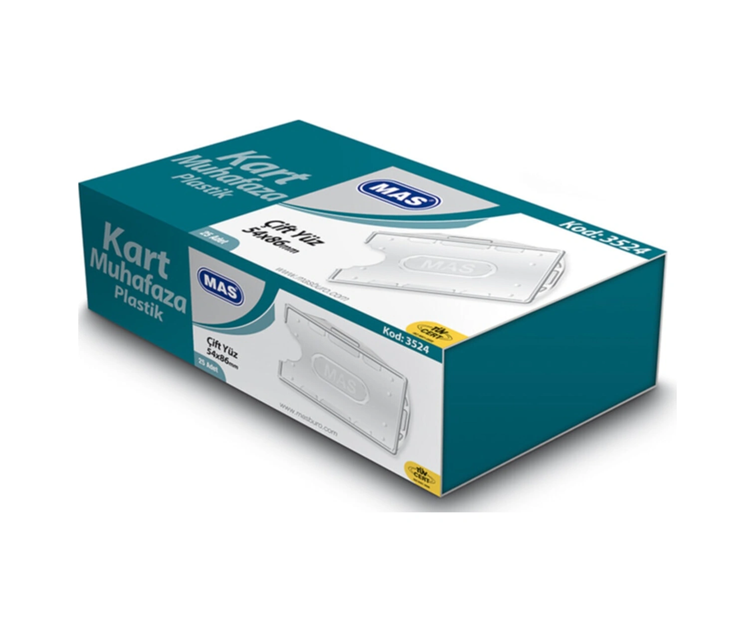 Plastik Kart Muhafaza Kabı Çift Yüz Dikeyve Yatay Kullanım 54x86mm Şeffaf 25 Li Paket