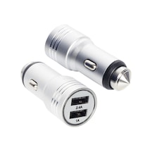 Metal Araç Çakmaklık Şarj Aleti Çift Usb Hızlı Şarj 2.4A 12-24V