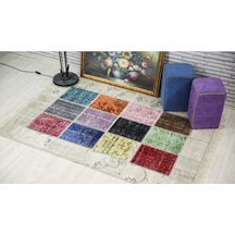 Patchwork El Dokuma Antik Anadolu Halısı Simbad Natural Çok Renkli