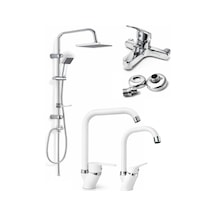 Köşe Borulu Full 4'lü Set Banyo - Lavabo - Mutfak Batarya Musluk Ve Robot Duş Diğer