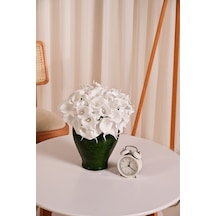 Beyaz Yapay Lüx Gala Çiçeği Buketi 8 Dallı Premium Canlı Islak Dokulu 35 Cm