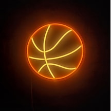 Basketbol Topu Neon Led Duvar Aydınlatması - 28x28 Cm