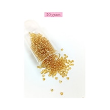 Dökme Cam Kum Boncuk 8/0 3 Mm - 20 Gram - Şeffaf Koyu Sarı - Bnc176