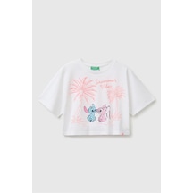 United Colors Of Benetton Kız Çocuk Lilo & Stitch Baskı Detaylı Crop T-shirt Beyaz 6-13 Yaş-2824