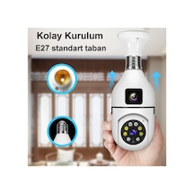 Ampul Tipi Wifi Güvenlik Kamerası Duy Girişli, Hareket Algılamalı, Gece Görüşlü Uzaktan İzleme - 805393063