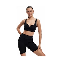 Koton Yüksek Bel Slim Fit Baskılı İnterlok Biker Spor Tayt Siyah 6wak40033nk SiYAH
