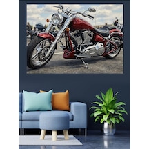 Ahşap Tablo Kırmızı Klasik Amerikan Motosiklet Tablosu
