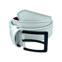 Süzer Deri 4 Cm. Spor Suni Deri Dikişli Model Kemer Beyaz Beyaz