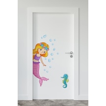 Deniz Kızı Ve Deniz Atı Çocuk Odası Sağ Yön Kapı Duvar Sticker Seti