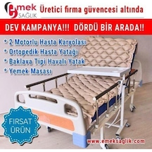 Emek 2 Motorlu Hasta Karyolası-havalı Yatağı-yemek Masaslı 4 Lü