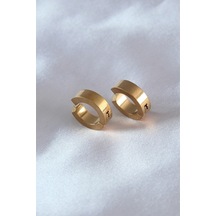 316l Çelik Gold Renk Sıkıştırmalı Erkek Küpe Gümüş