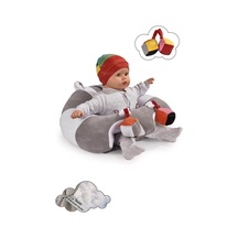 Oyuncaklı Bebek Oturma Destek Minderi - Devrilmez Bebek Koltuğu - Büyük Bebek Oturağı Gri Beyaz