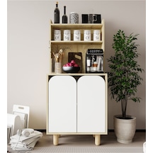 Parma 2 Kapaklı Mutfak Dolap, Kahve Köşesi, Çok Amaçlı Dolap Safir Meşe-beyaz