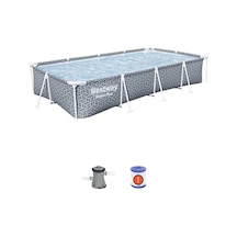 Bestway Steel Pro Dikdörtgen Prefabrik Yer Üstü Havuz Seti 3,66 M X 2,01 M X 66 Cm