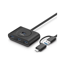 Ugreen Usb A/usb C To 4 Port Usb 3.0 Hub Çoklayıcı Siyah 1 Metre, 40850