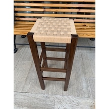 Ahşap Hasır Örgü 70 Cm. Bar Taburesi Koyu Ceviz Renk Ahşap Hasır Örgü 70 Cm. Bar Taburesi Koyu Ceviz Renk
