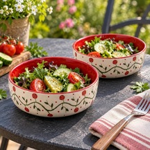 Seramik Salata Kasesi, Yulaf Granola Ve Kahvaltı Kasesi, Sağlıklı Beslenme Ve Diyet Kabı, Smoothie Bowl, Açai Bowl, Çorba Servis Kabı, Orta Boy Kase, Mikrodalga Uyumlu, Rose Vıne Çok Renkli