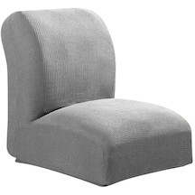 Suntek Jakarlı Yıkanabilir Dekoratif Kolsuz Sandalye Koltuk Örtüsü Slipcover Açık Gri