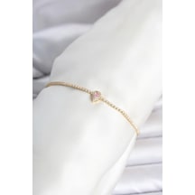 Buğz Pirinç Gold Renk Pembe Damla Model Su Yolu Kadın Bileklik Diğer