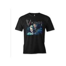 Vikings - Ragnar & Lagertha Siyah Erkek Tshirt