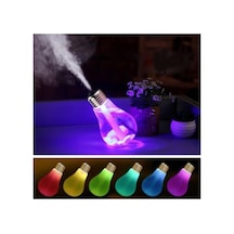 Ampul Şekilli Oda/hava Nemlendirici Usb Su Hazneli Sıcak Soğuk Buharlı 7 Led Işıklı Beyaz