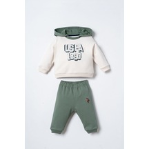 U.S. Polo Assn. Erkek Bebek Kapüşonlu Beyaz Uzun Kol Pijama Takım Usb3178-c-v2 Usb3178-c-v2