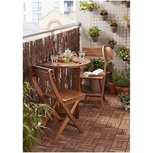 Virginia Yarı Katlanır Masa 70 Cm Balkon Masası Bahçe Masası Ahşap