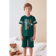 Remsa Erkek Çocuk Kısa Kol Şortlu Penye Pijama Takımı 4245 Zümrüt01