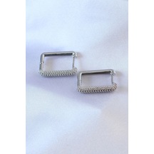 Dodes Dodes Gümüş Renk Kare Model Zirkon Taşlı Pirinç Kadın Küpe Tg27bkp7527 Çok Renkli