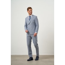 Morven Erkek Lacivert Poliviskon Trend Kruvaze Slim Fit Sivri Yaka Takım Elbise 24ms001003200 Lacivert