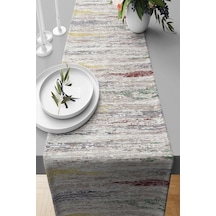 Pelangi Kırçıl Desenli Leke Tutmaz Kumaş Salon Mutfak Masa Değişik Ranır Modelleri Runner, Gri-sarı-bordo 40 X 140 Çok Renkli