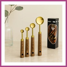 Gees Global Altın Renk Metal 4'lü Ölçü Kaşık Seti 15ml, 5ml, 2.5ml, 1.25ml Gbzs