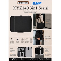 Classone 3in1 Serisi Xyz140 13,14 İnch Uyumlu Tablet, Laptop El Ve Omuz Çantası Siyah