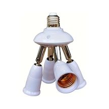 Honeybeeshop Harika Beyaz 4ü 1 Arada E27 E26 Led Ampul Soketi Adaptörü Ayarlanabilir Işık Bölücü Dönüştürücü 360 Dönebilir 180 Bükülebilir Kollar Metal Kaplama