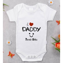 Bitmeyenkartus Bk Kids Isimli I Love Daddy Tasarımlı Bebek Body Zıbın - Model 1 Beyaz