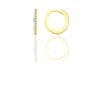 Gümüş Altın Yaldızlı Zirkon Taşlı 12 Mm Halka Küpe N11.35166