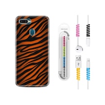 Oppo A5S Kılıf Kablo Koruyuculu Leopar Yeni 1676 Siyah