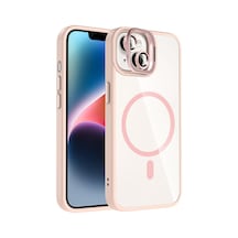 Joko Apple Uyumlu iPhone 15 Remim Lensli Magsafe Standlı Kapak - Pembe