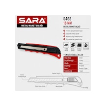 Sara S468 Metal Maket Bıçağı 18 Mm X 0,5 Mm Kırılabilir Bıçak, Alüminyum Gövde