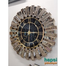 Güneş Gold Black Altın Siyah 85 Cm Dekoratif Aynalı Duvar Saati